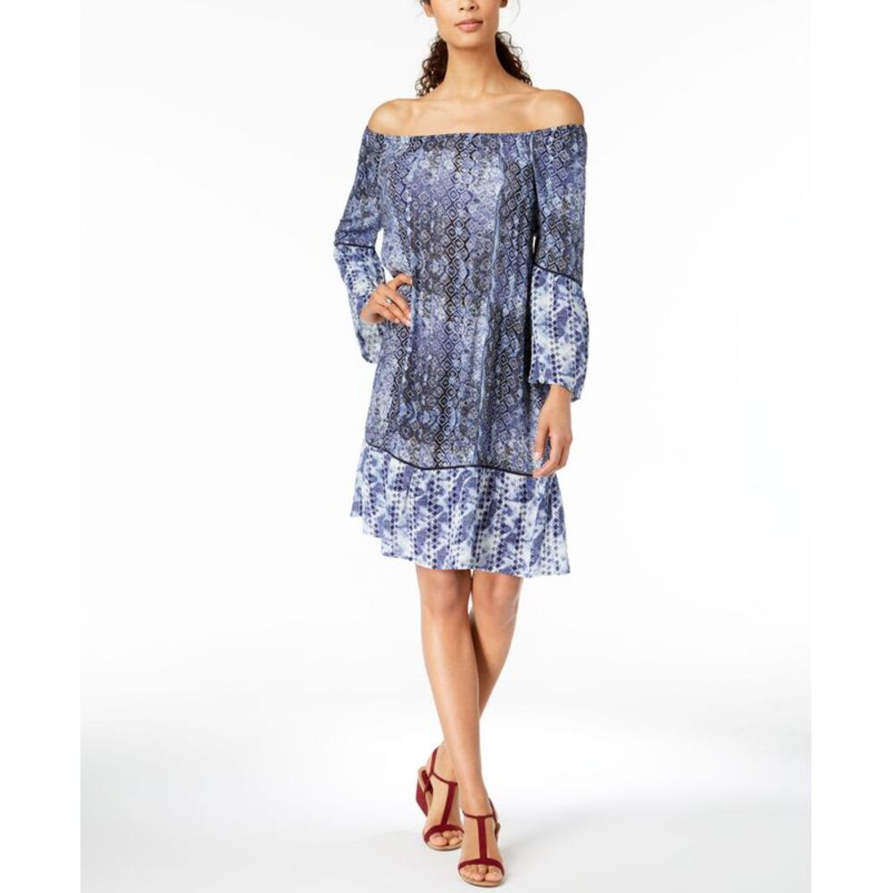 Style & Co Printed Off The Shoulder Dress